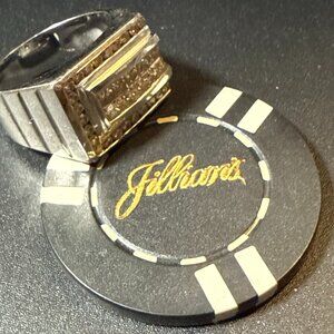 14K Yellow Gold Diamond 1.80ct Men's Dome Ring Size 9 with $100 Poker Chip